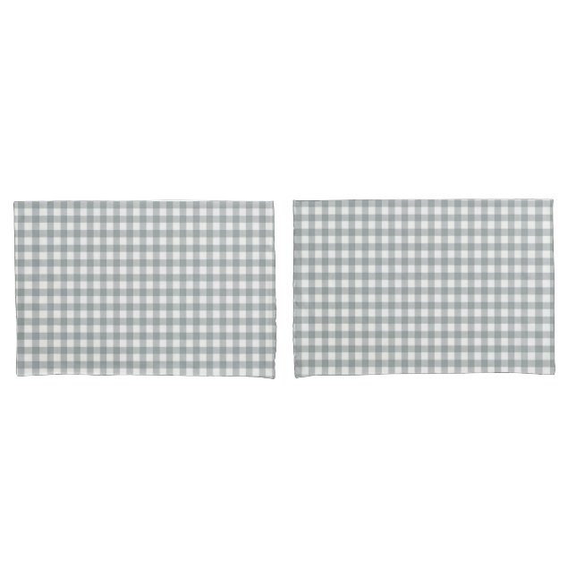 Funda De Cojín Patrón de Gingham gris y blanco (Anverso - Set)