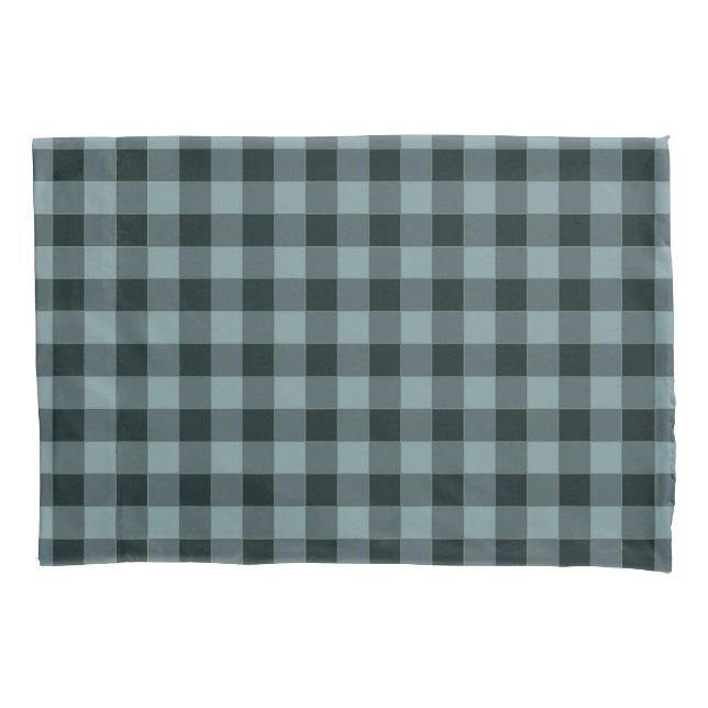 Funda De Cojín Patrón de Gingham negro azul (Anverso)