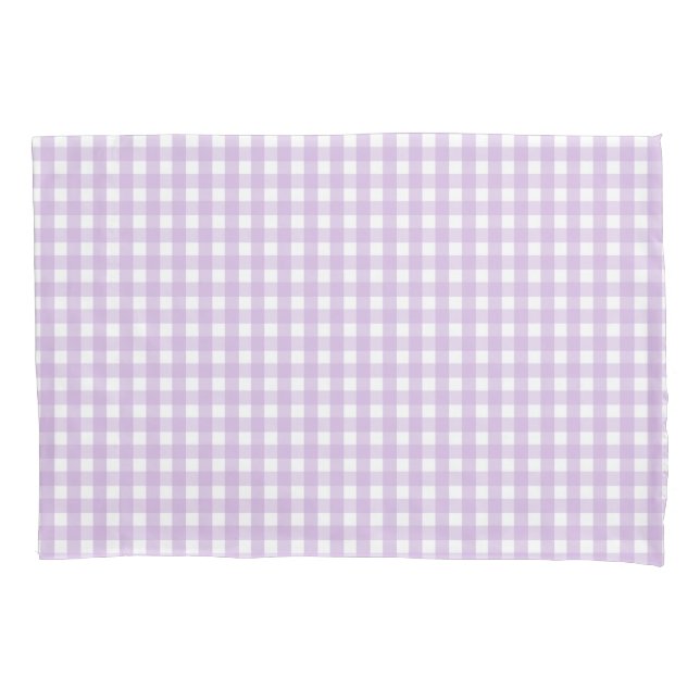 Funda De Cojín Patrón de Gingham púrpura Pastel (Anverso)