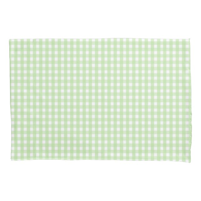 Funda De Cojín Patrón de Gingham verde Pastel (Anverso)