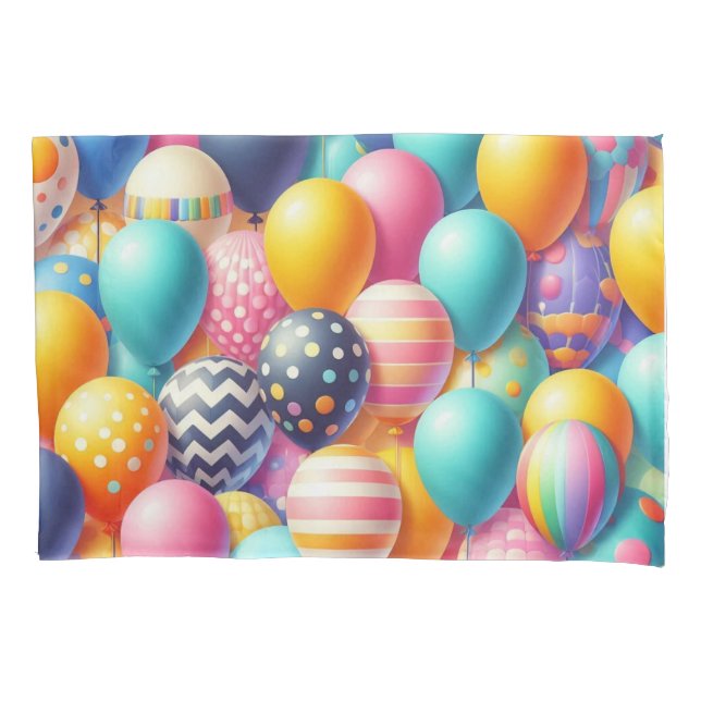Funda De Cojín Patrón de globos coloridos (Anverso)