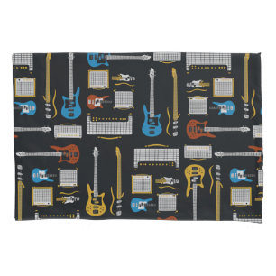 FUNDA DE COJÍN PATRÓN DE GUITARRA Y AMPLIER