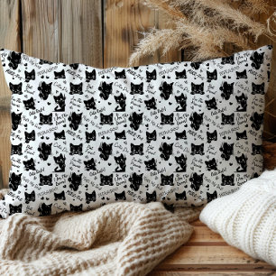 Funda De Cojín Patrón de Halloween de gato negro lindo para amant