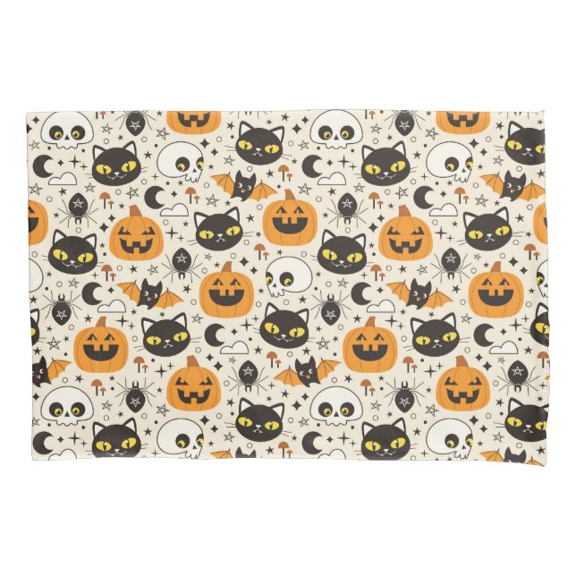 Funda De Cojín Patrón de Halloween de Retro Cuto (Anverso)