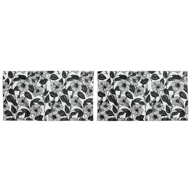 Funda De Cojín Patrón de Hibiscus (Anverso - Set)