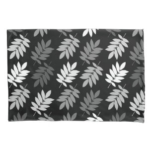 Funda De Cojín Patrón de hoja de anciano negro blanco gris