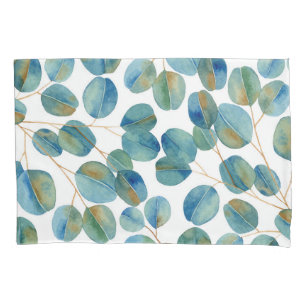 Funda De Cojín Patrón de hojas de eucalipto de color de agua ruso