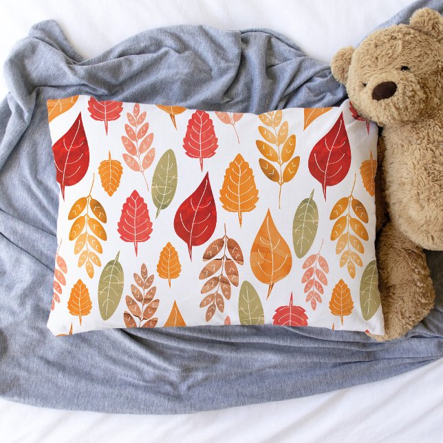 Funda De Cojín Patrón de hojas otoñales pintadas (Autumn Leaves Pillowcase)