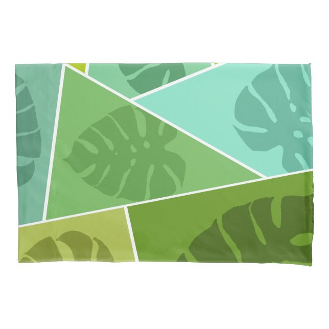 FUNDA DE COJÍN PATRÓN DE HOJAS VERDES TROPICALES (Anverso)