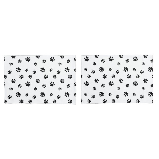 Funda De Cojín Patrón de huellas de pata negras (Anverso - Set)