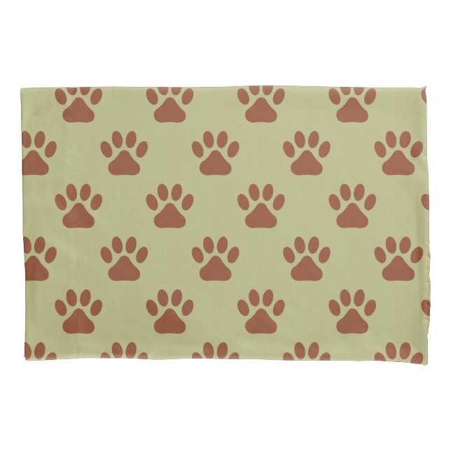 Funda De Cojín Patrón de huellas de perrito marrón (Anverso)