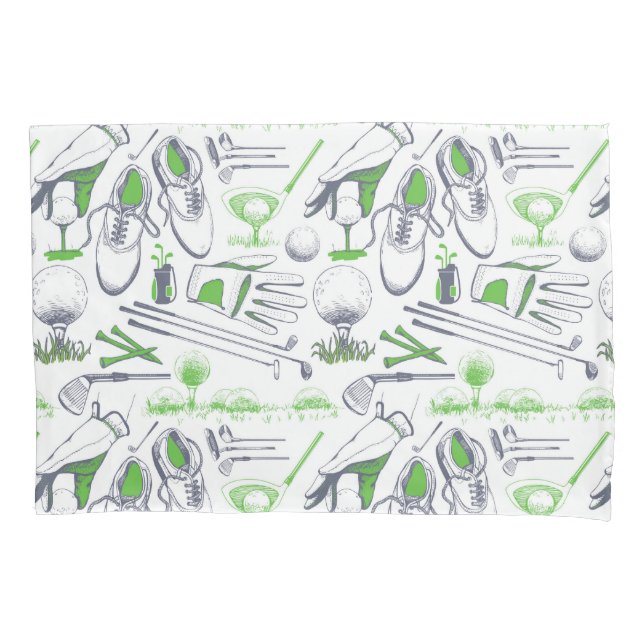 Funda De Cojín Patrón de iconos de golf verde (Anverso-izquierdo)