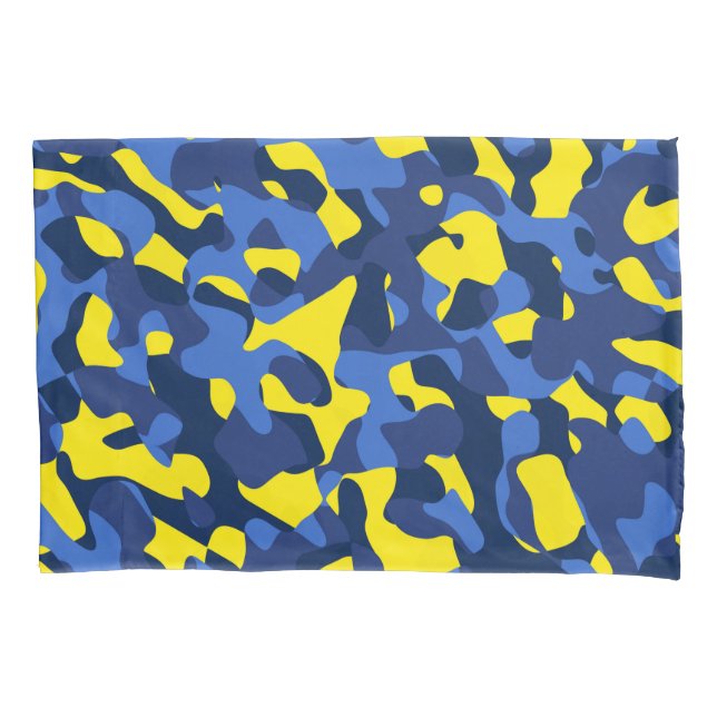 Funda De Cojín Patrón de impresión de camuflaje amarillo azul (Anverso)