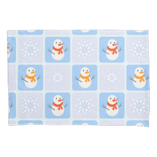 Funda De Cojín Patrón de invierno de snowman y copos de nieve