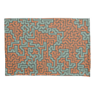 Funda De Cojín Patrón de laberinto retro geométrico moderno