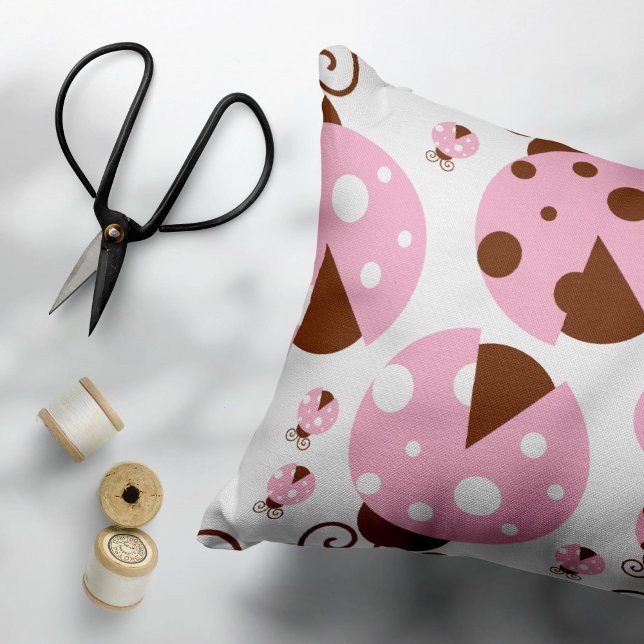 Funda De Cojín Patrón De Ladybugs, Cute Ladybugs, Pink Ladybugs (Subido por el creador)