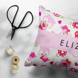 Funda De Cojín Patrón De Lechuzas, Lechuzas Cutas, Lechuzas Rosad