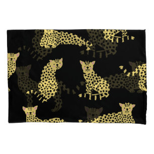 Funda De Cojín Patrón de leopardo: chita de fondo negro