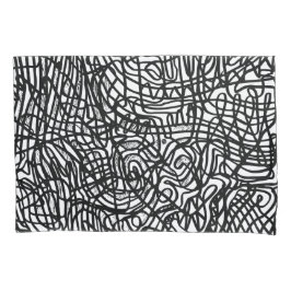 Funda De Cojín Patrón de líneas blancas y negras abstractas