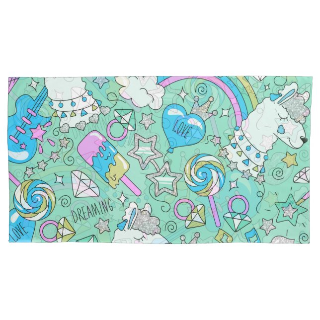 Funda De Cojín patrón de llama (Anverso)