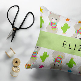 Funda De Cojín Patrón De Llamas, Alpacas, Cactus, Tu Nombre