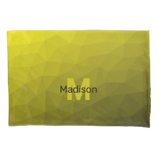 Funda De Cojín Patrón de malla geométrica oscura amarilla Monogra