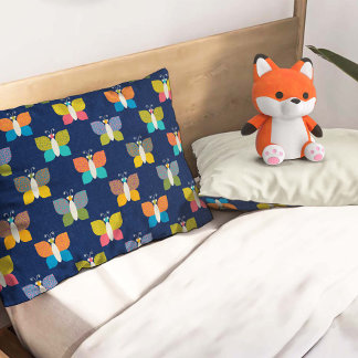 Funda De Cojín Patrón de Mariposa Adorable en Azul