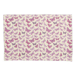 Funda De Cojín Patrón de mariposa rosada en beige