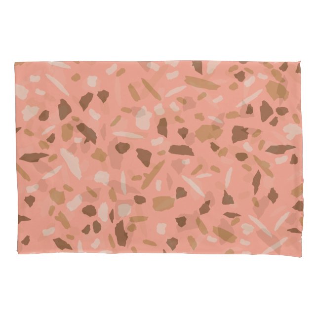 Funda De Cojín Patrón de mármol terrazzo beige melocotón marrón (Anverso-izquierdo)
