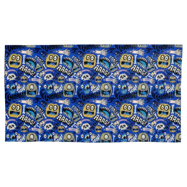 Funda De Cojín Patrón de Monstruo de Halloween divertido (Anverso)