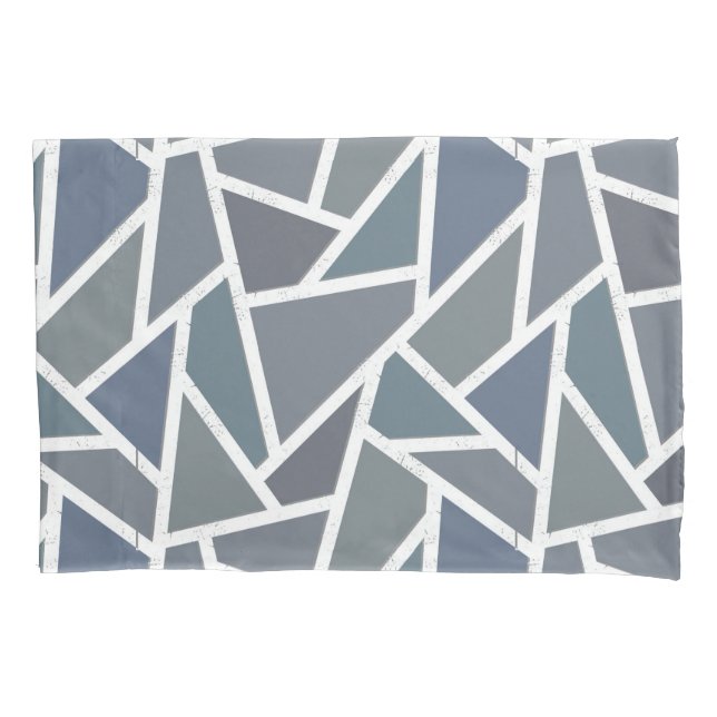 Funda De Cojín Patrón de mosaico azul-gris (Anverso)