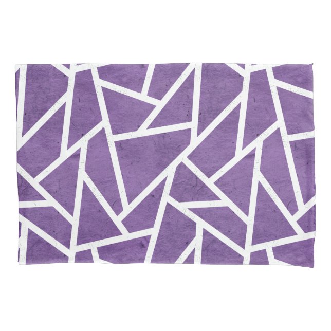 Funda De Cojín Patrón de mosaico morado y blanco (Anverso)