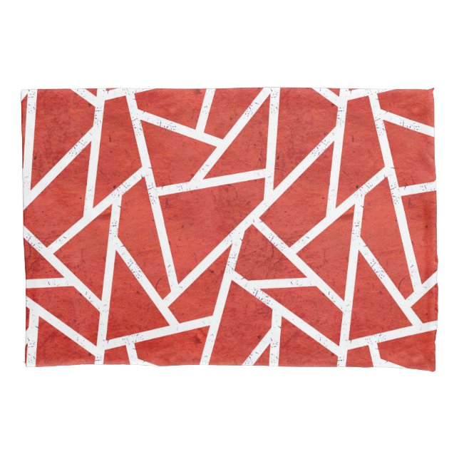 Funda De Cojín Patrón de mosaico rojo y blanco (Anverso)