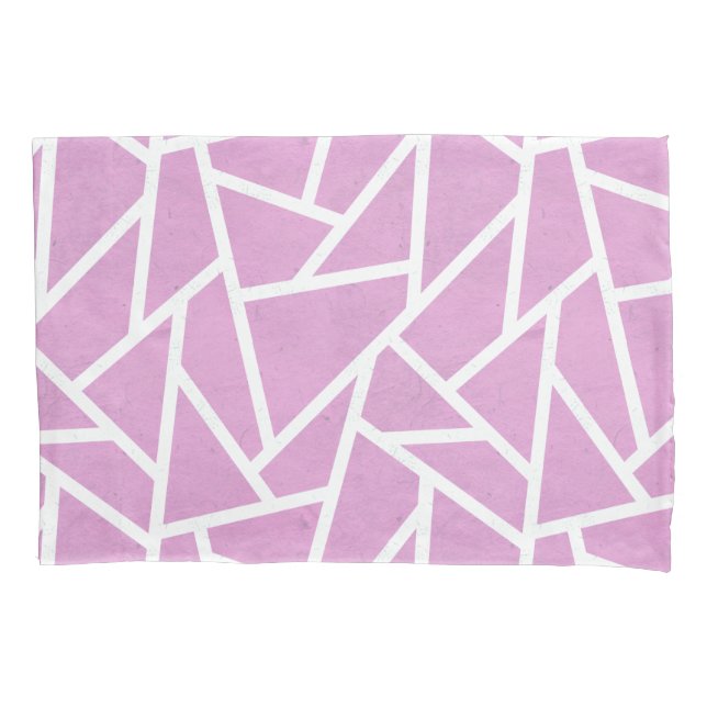 Funda De Cojín Patrón de mosaico rosa y blanco (Anverso)