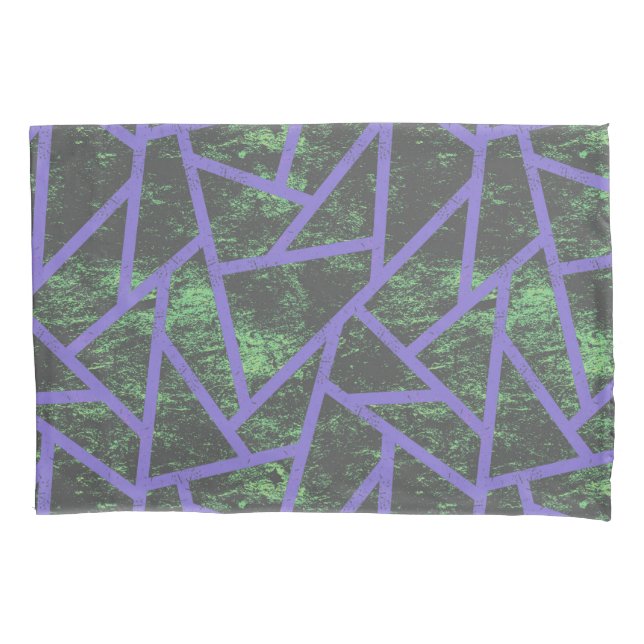 Funda De Cojín Patrón de mosaico violeta y verde (Anverso)