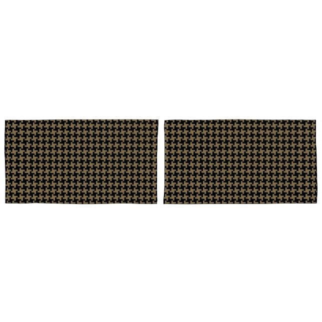Funda De Cojín Patrón De Nailhead Dorado Marrón Y Negro Clásico (Anverso - Set)