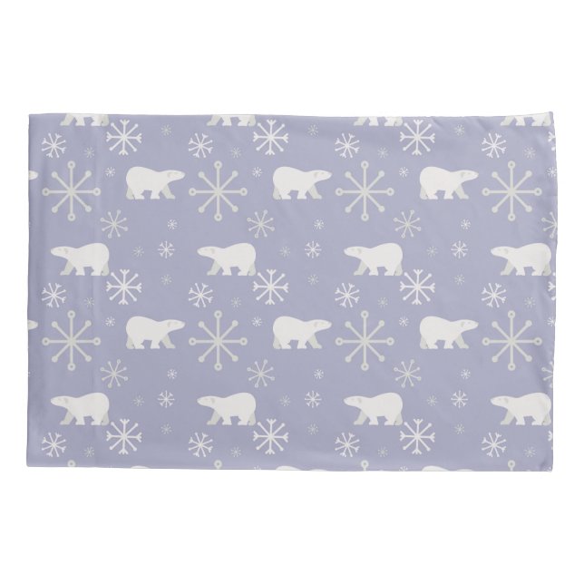 Funda De Cojín Patrón de navidades con osos polares y copos de ni (Reverso)