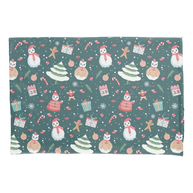 Funda De Cojín Patrón de Navidades de Snowman Adorables (Anverso)