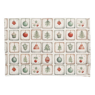 Funda De Cojín Patrón de Navidades lineales de color de agua