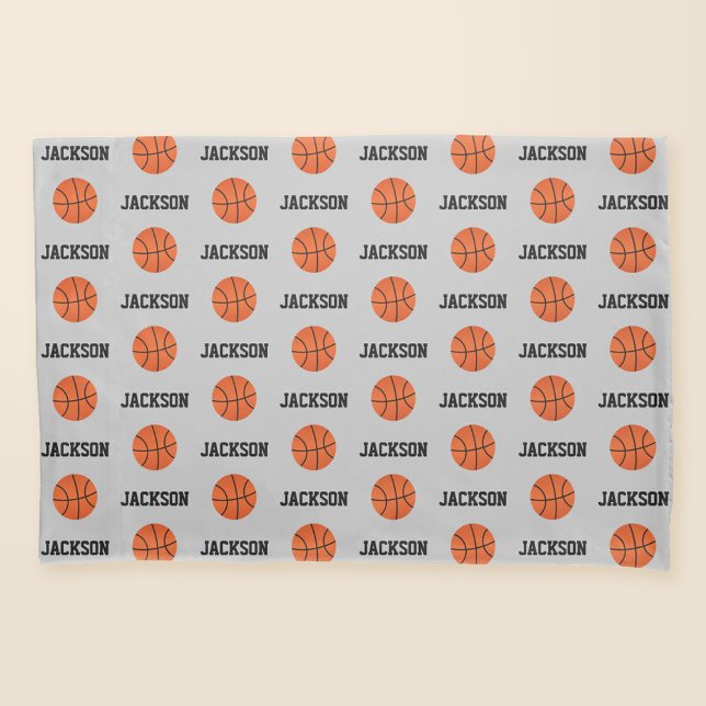Funda De Cojín Patrón de nombre de baloncesto Gris (Subido por el creador)