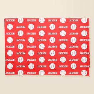 Funda De Cojín Patrón de nombres de béisbol rojo