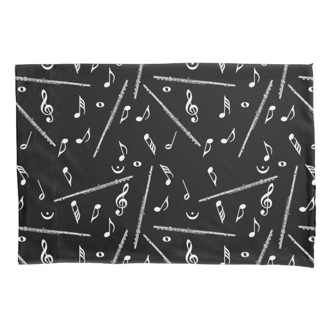 Funda De Cojín Patrón de notas de música de flauta (Anverso-izquierdo)