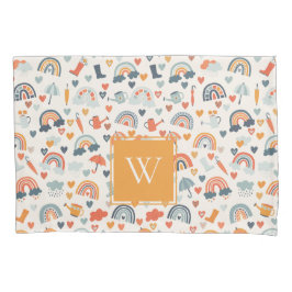 Funda De Cojín Patrón de nubes de arco iris de la primavera azul 