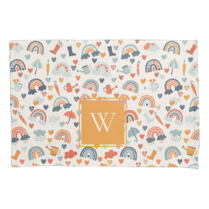 Funda De Cojín Patrón de nubes de arco iris de la primavera azul