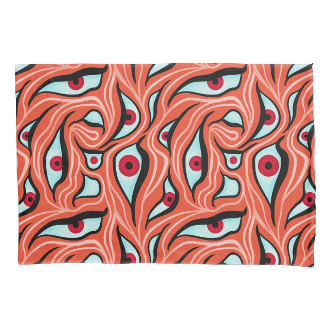 Funda De Cojín Patrón de ojos malvados - Resumen de ojos rojos en (Anverso)