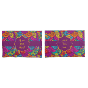 Funda De Cojín Patrón de Onda Swirly Tone Retro Coloroso