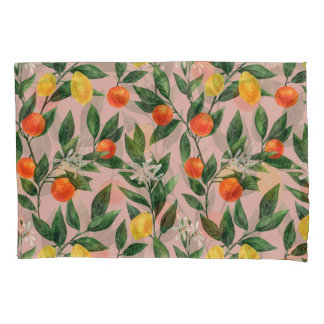 Funda De Cojín Patrón de ornamentos de ramas de cítricos de color