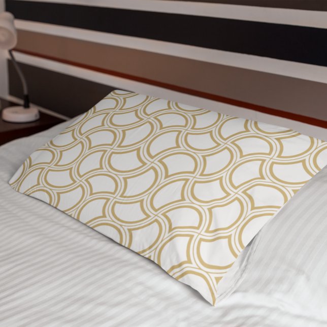 Funda De Cojín Patrón De Oro Art Deco Sobre Blanco (Subido por el creador)