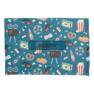Funda De Cojín Patrón de palomitas de cine nocturno personalizado