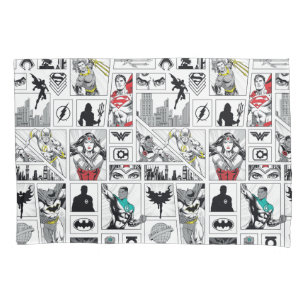 Funda De Cojín Patrón de Panel Heroico de la Liga de la Justicia